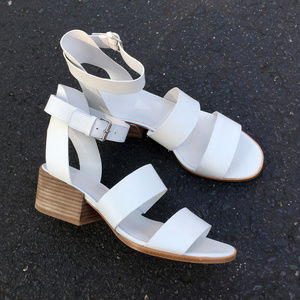 NIB VINCE Frida White Leather Block Heel Sandal 10